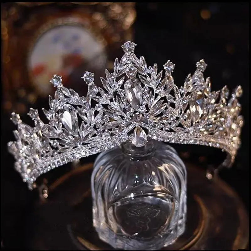 Luxury Big Rhinestone Flowers Bridal Tiaras Baroque Crowns Crystal Pageant Prom Diadem Bride Headbands Wedding Hair Accessories - EUFASHIONBAGS