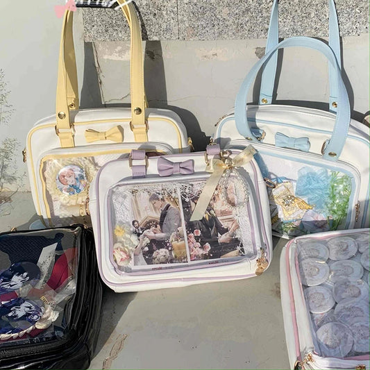 Kawaii Lolita Gilrs Ita Bags Fashion New Design Patchwork Bow DIY Bolso Mujer JK Uniform Crossbody Shoulder Bags