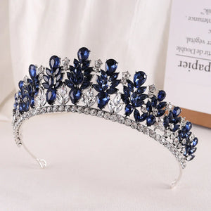 Baroque Retro Forest Wine Red Crystal Diadem Leaf Tiaras Royal Queen Bridal Crown Luxury Wedding Dress Hair Costume Accessories