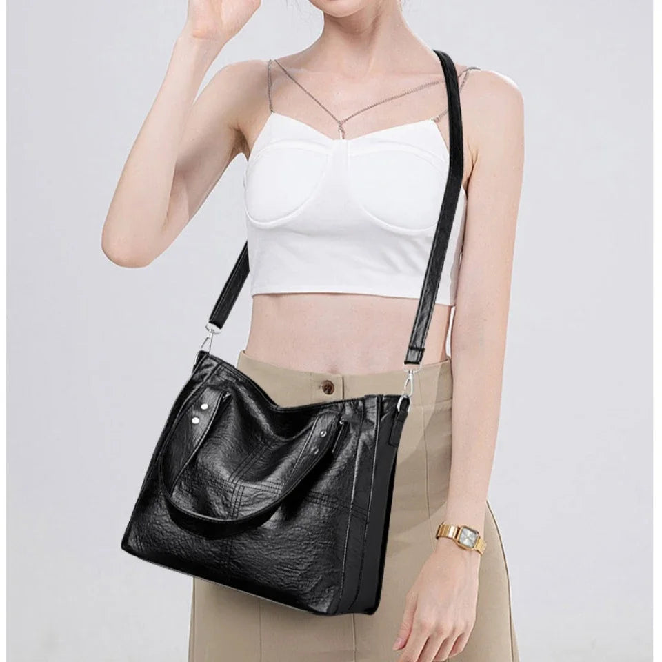 Luxury Famous Brand Women's Soft Leather Handbag Large Capacity Tote Bag Women's Shoulder Crossbody Bags - EUFASHIONBAGS