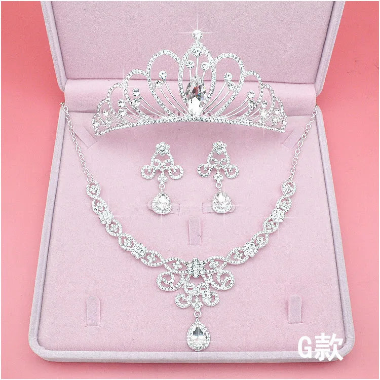 High Quality Fashion Crystal Wedding Bridal Jewelry Sets Women Bride Tiara Crowns Earring Necklace Wedding Jewelry Accessories - EUFASHIONBAGS