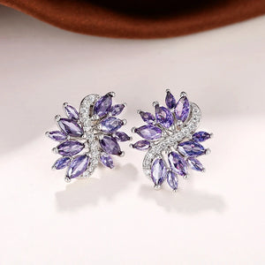 Marquise Purple CZ Stud Earrings Bling Bling Accessories for Women Wedding Elegant Lady Earrings Luxury Jewelry