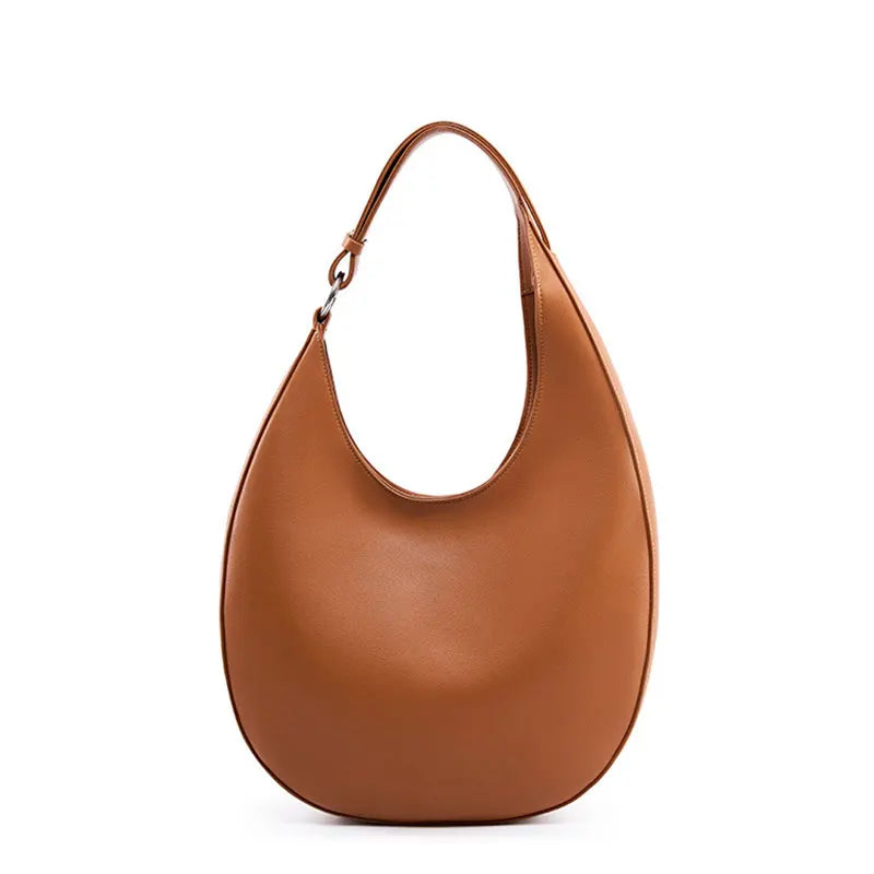 Genuine Leather Women Tote Bags Fashion Luxury Designer Women's Shoulder Bag Quality Cowhide Large Half Moon Handbags