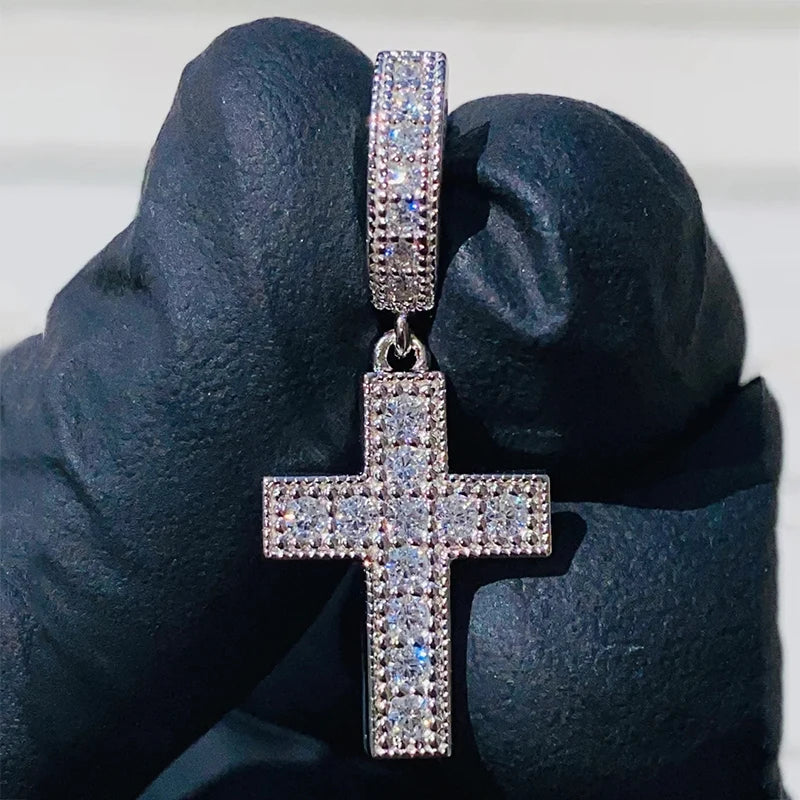 Dazzling Cross Pendant Earrings for Unisex Stylish Male Hiphop Accessories with Bright Zirconia Luxury Jewelry for Women