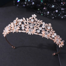 Cargar imagen en el visor de la galería, Baroque Luxury Handmade Crystal Beads Flowers Bridal Tiaras Crown Rhinestone Pageant Diadem cz Headband Wedding Hair Accessories