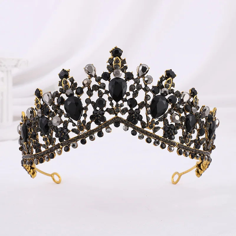 Baroque Luxury Silver Color Green Crystal Bridal Crowns Tiara Rhinestone Diadem Tiaras for Bride Headbands Wedding Accessories - EUFASHIONBAGS