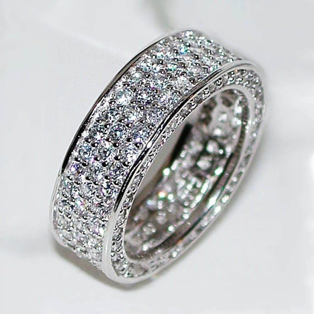 Simple Women's Wedding Rings Micro Paved CZ Stone Silver Color High Quality Bling Bling Female Accessory Fashion Jewelry