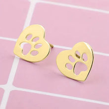 画像をギャラリービューアに読み込む, Cute Pet Footprint Heart Stud Earrings for Women Love Design Chic Girls Piercing Earrings Fancy Gift Animal Paw Jewelry