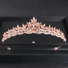 Load image into Gallery viewer, Rose Gold Color Crystal Tiaras And Crowns Rhinestone Prom Princess Diadem Wedding Bridal Hair Accessories Jewelry Crown Tiara