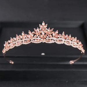 Rose Gold Color Crystal Tiaras And Crowns Rhinestone Prom Princess Diadem Wedding Bridal Hair Accessories Jewelry Crown Tiara