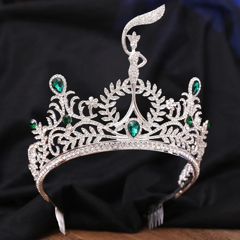 Miss Grand International Rhinestone Wedding Crown Women Crystal Banquet Tiaras With Combs Party Costume Hair Jewelry Accessories - EUFASHIONBAGS