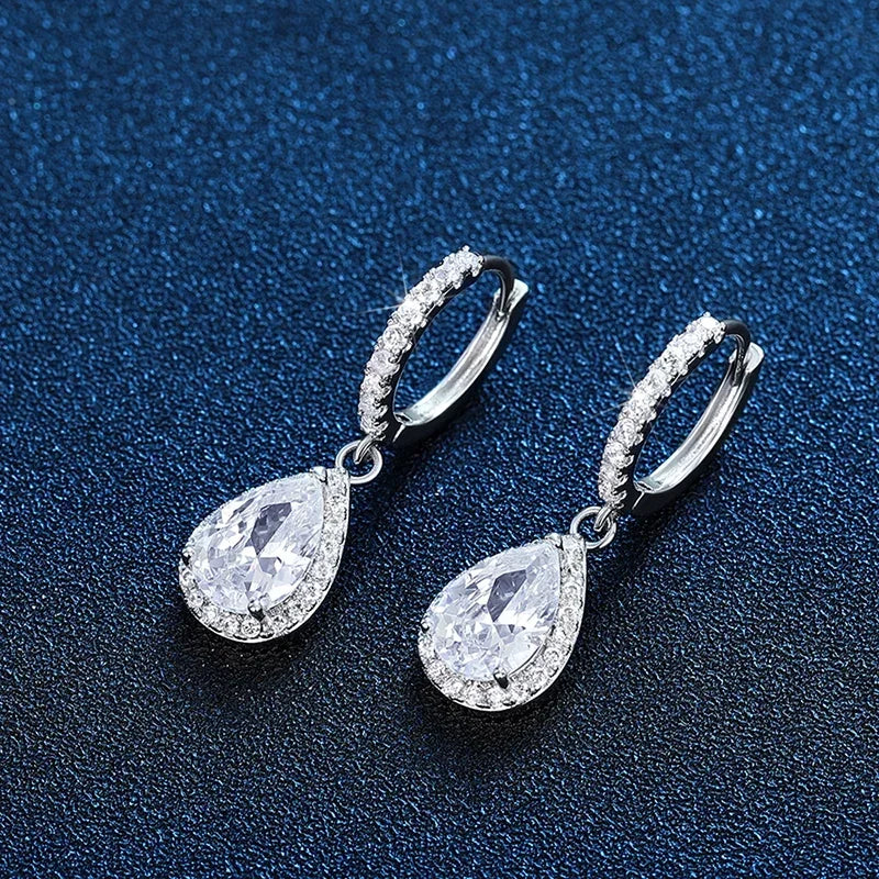 Bright Cubic Zirconia Drop Earrings Chic Elegant Temperament Wedding Jewelry for Women Exquisite Charming Ear Accessories - EUFASHIONBAGS