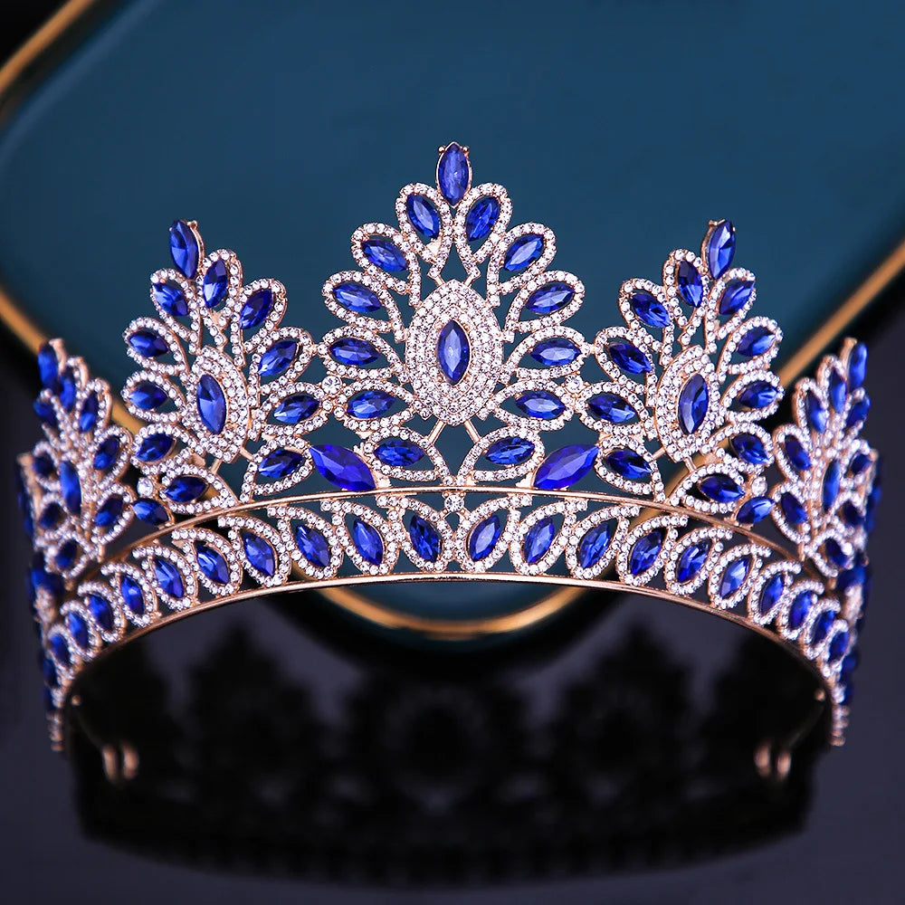 Baroque Luxury Forest Purple Crystal Bridal Tiaras Crown Big Rhinestone Pageant Diadem Wedding Hair Accessories Party Headpieces - EUFASHIONBAGS