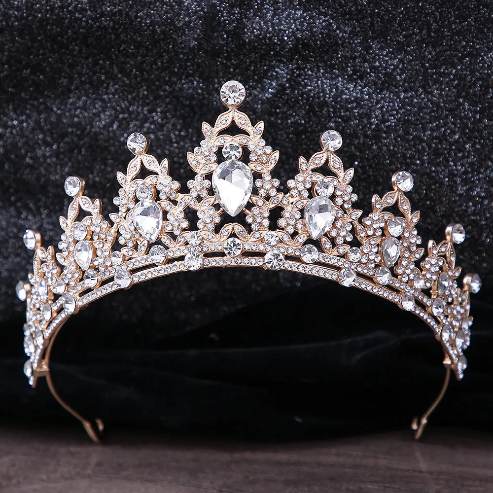 Wedding Hair Tiara Crystal Bridal Tiara Crown Silver Color Rhinestone Diadem Veil Tiaras Hair Accessories Headpiece Head Jewelry - EUFASHIONBAGS