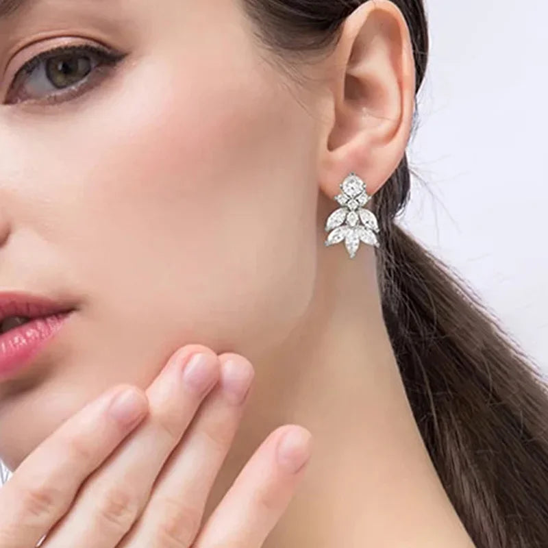 Luxury Geometric Stud Earrings for Women Full Crystal CZ Exquisite Bridal Wedding Accessories Fancy Gift Fashion Jewelry - EUFASHIONBAGS