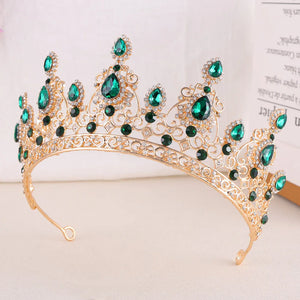 Trendy Wedding Crown Bridal Headpiece Gold Silver Color Rhinestone Crystal Diadem Queen Crown Princess Tiaras Bride Hair Jewelry