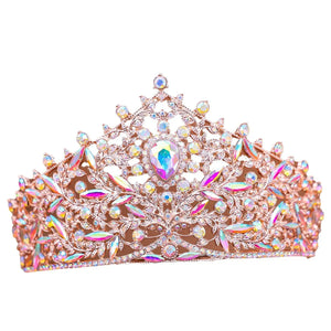 New Baroque Rhinestone AB Color Crystal High Tiaras Crown Wedding Hair Jewelry Pageant Tiaras Queen Diadem Prom Head Accessories