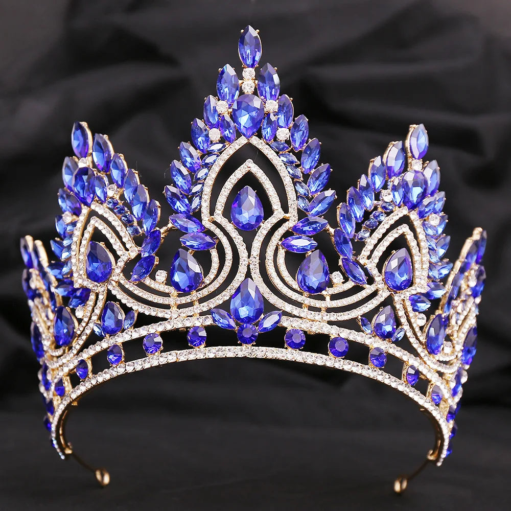 Big Miss Universe Crystal Royal Queen Witch Crowns Rhinestone Bridal Tiara Women Costume Pageant Diadem Wedding Hair Accessories - EUFASHIONBAGS