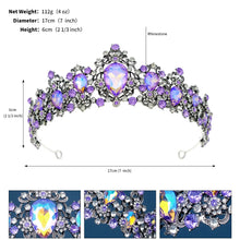 Load image into Gallery viewer, Baroque Luxury Purple Crystal Heart Bridal Tiaras Crown Rhinestone Pageant Diadema Collares Headpieces Wedding Hair Accessories