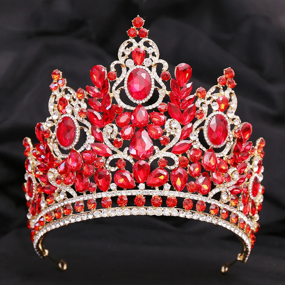 Luxury Big Forest Miss Universe Crystal Royal Queen Witch Crowns Rhinestone Bridal Tiara Pageant Diadem Wedding Hair Accessories - EUFASHIONBAGS