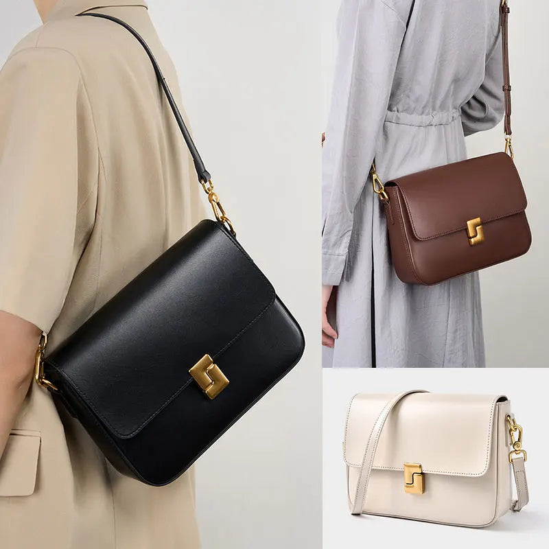 Luxury Genuine Leather Women Bag 2025 New Women's Shoulder Bag High Quality Cowhide Square Crossbody Bags Designer Handbags