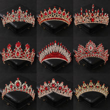 Cargar imagen en el visor de la galería, Baroque Red Crystal Tiaras And Crowns Prom Rhinestone Bridal Diadem Crown Taira For Women Wedding Hair Accessories Jewelry Crown