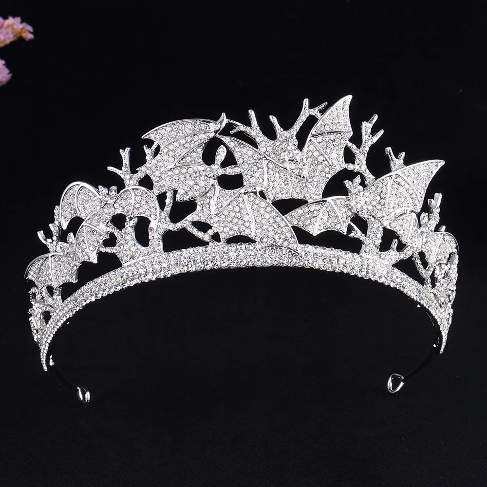 Halloween Bat Vampire Crowns Full Rhinestone Handmade Hairband Headdress for Women Fashion Queen Crown Headpieces Party Jewelry - EUFASHIONBAGS