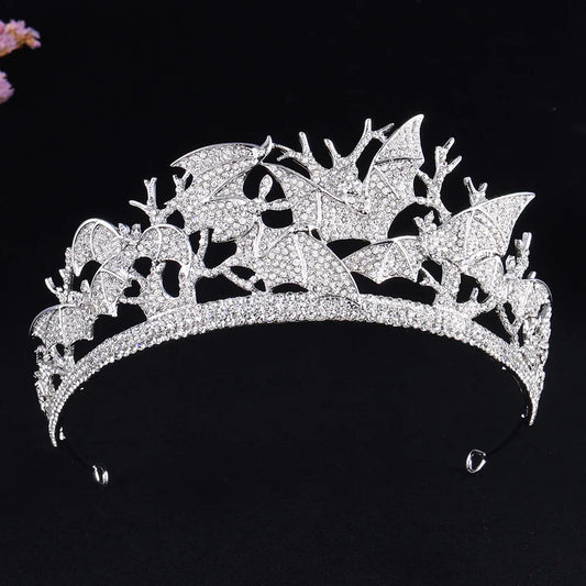 Halloween Bat Vampire Crowns Full Rhinestone Handmade Hairband Headdress for Women Fashion Queen Crown Headpieces Party Jewelry