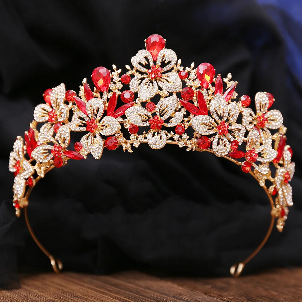 New Exquisite Butterfly Floral AB Color Crystal Crown Rhinestone Princess Pageant Diadem Wedding Hair Accessories Tiaras Jewelry - EUFASHIONBAGS