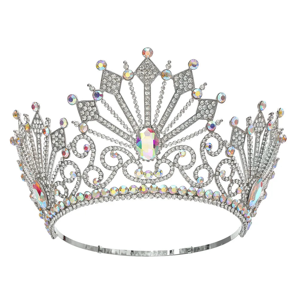 Miss Supranational Big Crystal Geometric Bridal Crown Rhinestone Beauty Pageant Headdress Wedding Dress Hair Jewelry Accessories