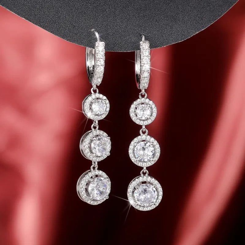 Luxury Long Dangle Earrings for Women Full Paved Cubic Zirconia Temperament Bride Wedding Earrings New Jewelry - EUFASHIONBAGS