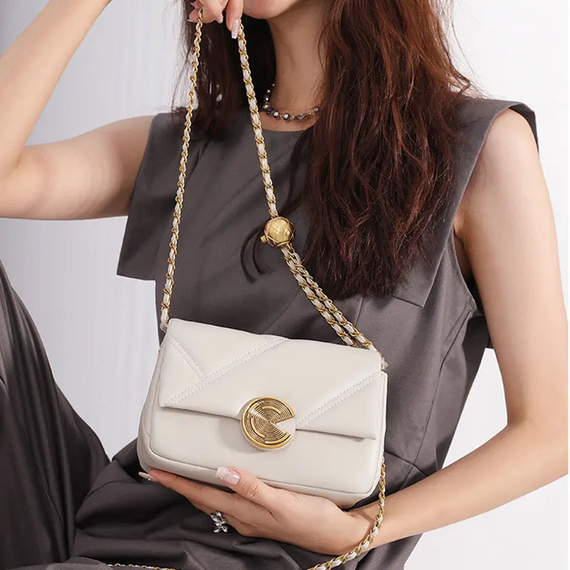 Women Chain Bag Fashion Cowhide Luxury Crossbody Bags High Quality Genuine Leather Adjustable Women's Shoulder Bag