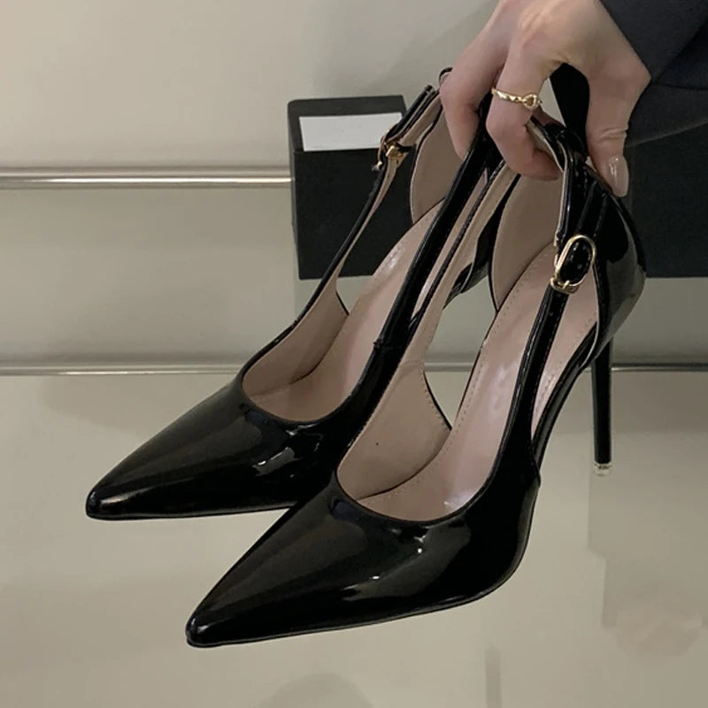 Sexy Buckle Strap Women's Pumps Elegant Pointed Toe 11CM High Heels Banquet Party Female Shoes Stiletto Mujer