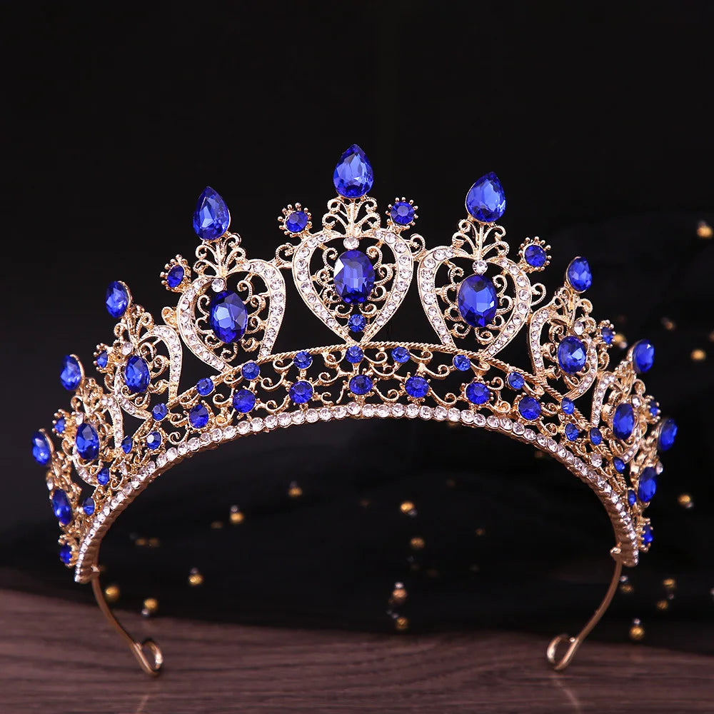 Baroque Luxury Purple Royal Queen Wedding Crown Rhinestone Crystal Bride Diadem Pageant Headdress Tiaras Hair Jewelry Accessory - EUFASHIONBAGS