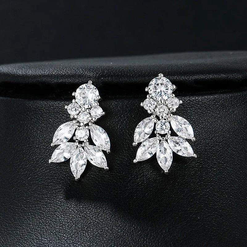 Luxury Geometric Stud Earrings for Women Full Crystal CZ Exquisite Bridal Wedding Accessories Fancy Gift Fashion Jewelry - EUFASHIONBAGS