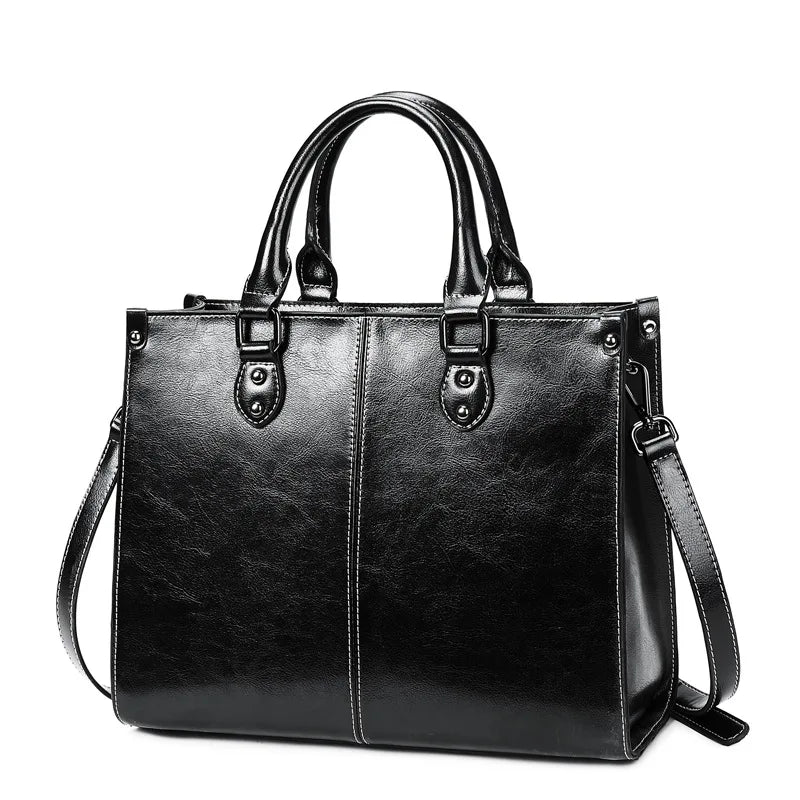 Women's Tote Bag Vintage Cowhide Large Capacity Women Crossbody Shoulder Bags High Quality Genuine Leather Female Handbags