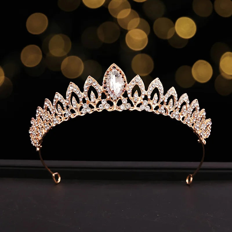 Gold Color Luxury Crystal Wedding Tiaras And Crowns Party Rhinestone Prom Bridal Diadem Crown Tiara For Women Bride Hair Jewelry - EUFASHIONBAGS