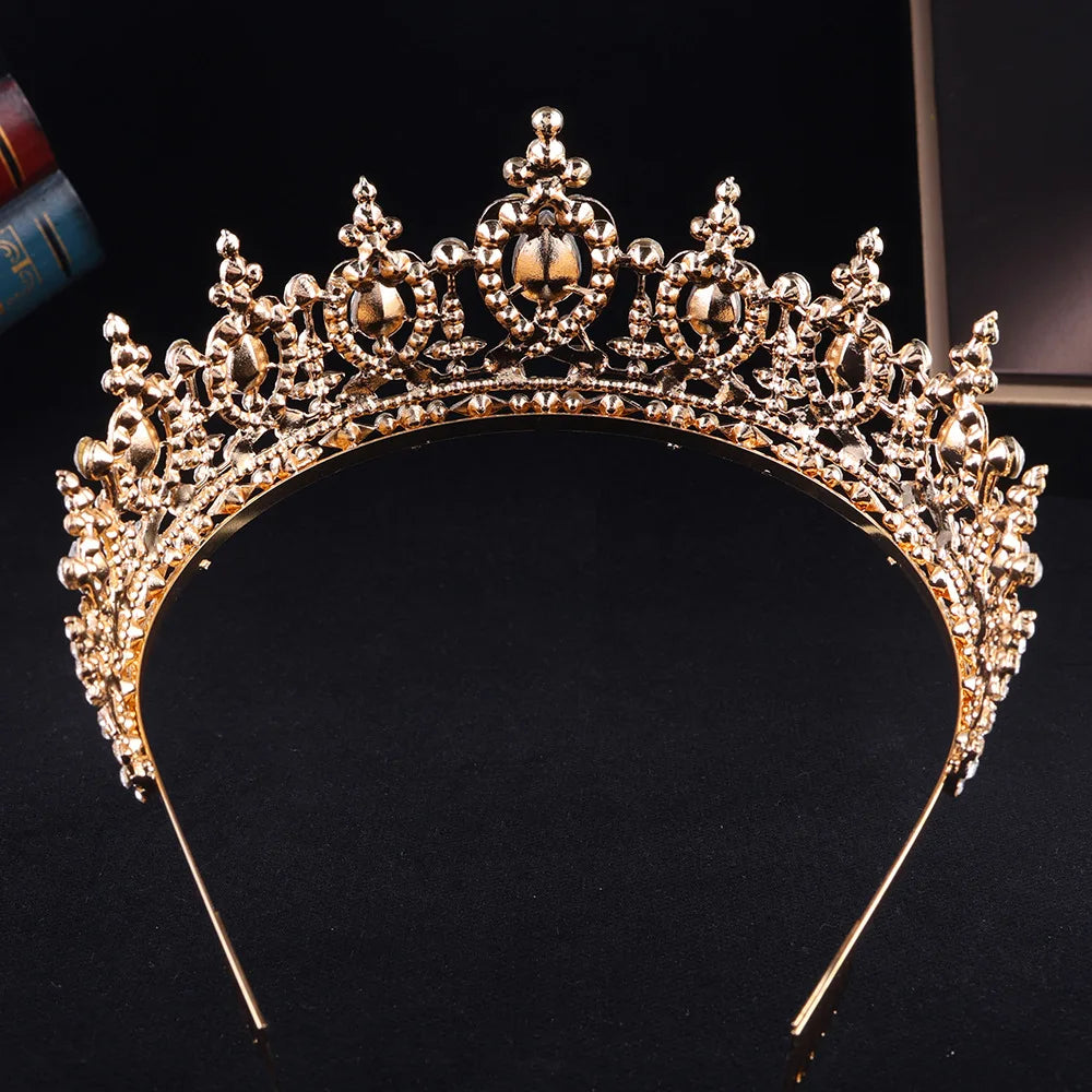 New Baroque Luxury Crystal Bridal Tiara Crown With Comb Rhinestone Pageant Diadem Veil Tiaras Wedding Hair Accessories Headpiece - EUFASHIONBAGS