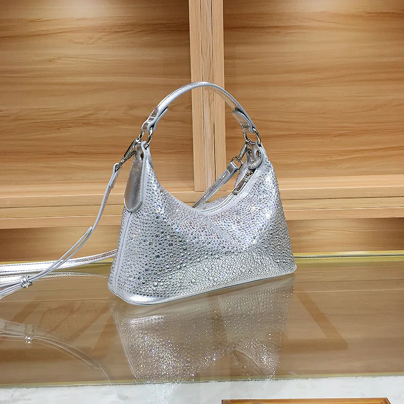 Women Evening Bag 2025 New Shiny Rhinestone Women's Shoulder Bag Fashion Luxury Dinner Party Handbag Female Crossbody Bags