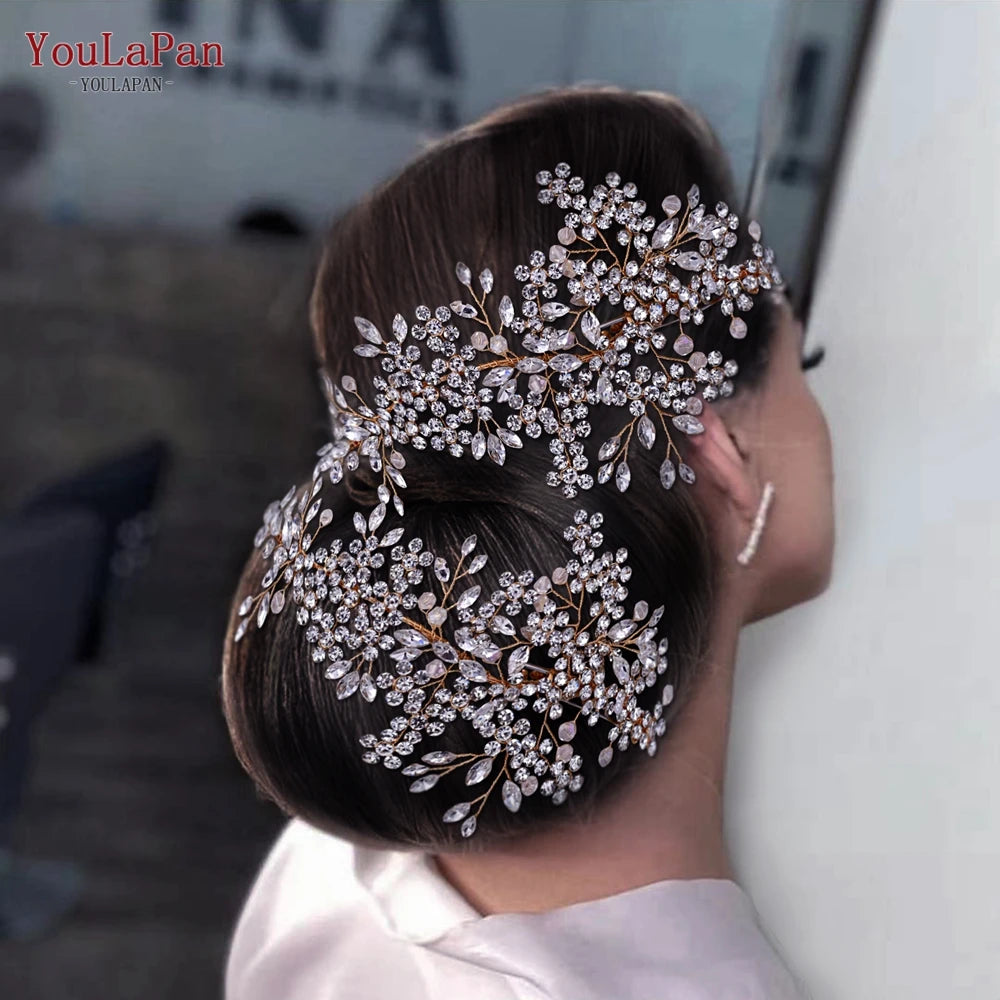 Luxury Crystal Bridal Headpiece Floral Wedding Hair Vine Clip Party Prom Hair Jewelry Brides Hair Accessories - EUFASHIONBAGS