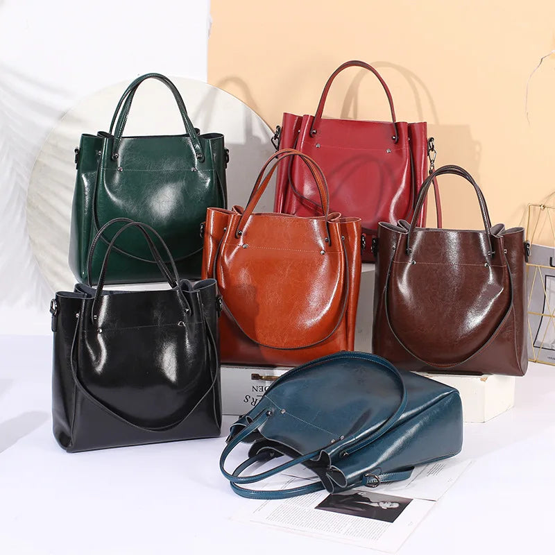 2025 New Women's Tote Bag Large Genuine Leather Women Shoulder Bag Cowhide Crossbody Bags Fashion Girls Handbags