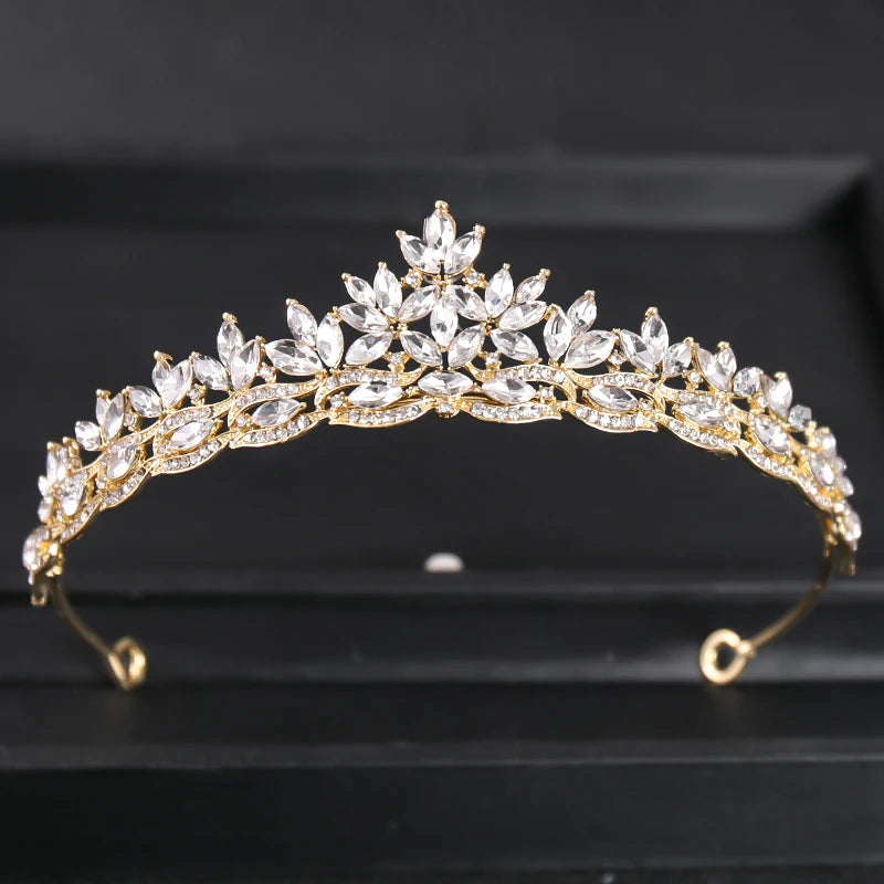 Gold Color Luxury Crystal Wedding Tiaras And Crowns Party Rhinestone Prom Bridal Diadem Crown Tiara For Women Bride Hair Jewelry - EUFASHIONBAGS