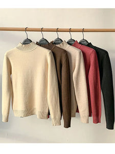 2024 New Fall High Turtleneck Women's Sweater Winter Slim Sexy Pulls Base Shirt Tops Long Sleeve Soft Thick Warm Jumper Jersey 
