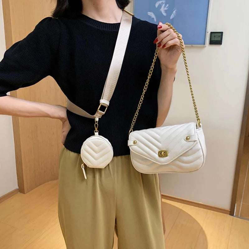 Women's Shoulder Bag 2024 New Designer Luxury Bag Fashion PU Leather Women Crossbody Chain Bags Female Handbags