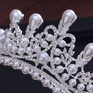 Tiaras And Crowns Luxury CZ Pearl Princess Pageant Engagement Wedding Hair Accessories For Bridal Jewelry Shine Crystal Crown