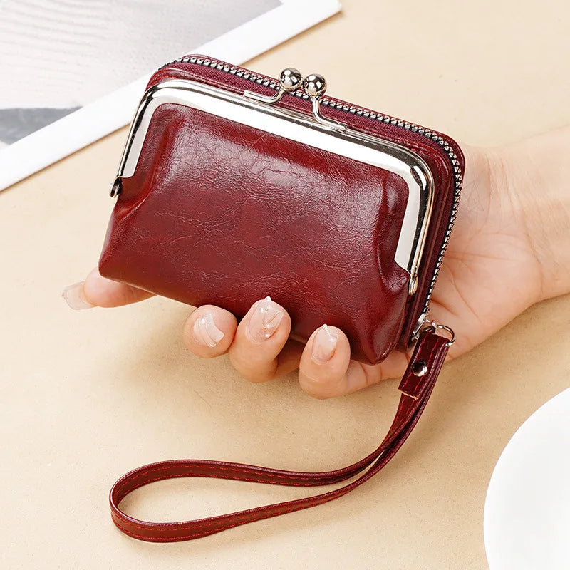 Vintage Women's Wallets Portable Mini Card Holders Coin Small Change Storage Bag Women Zipper Money Clip Girls Handbag