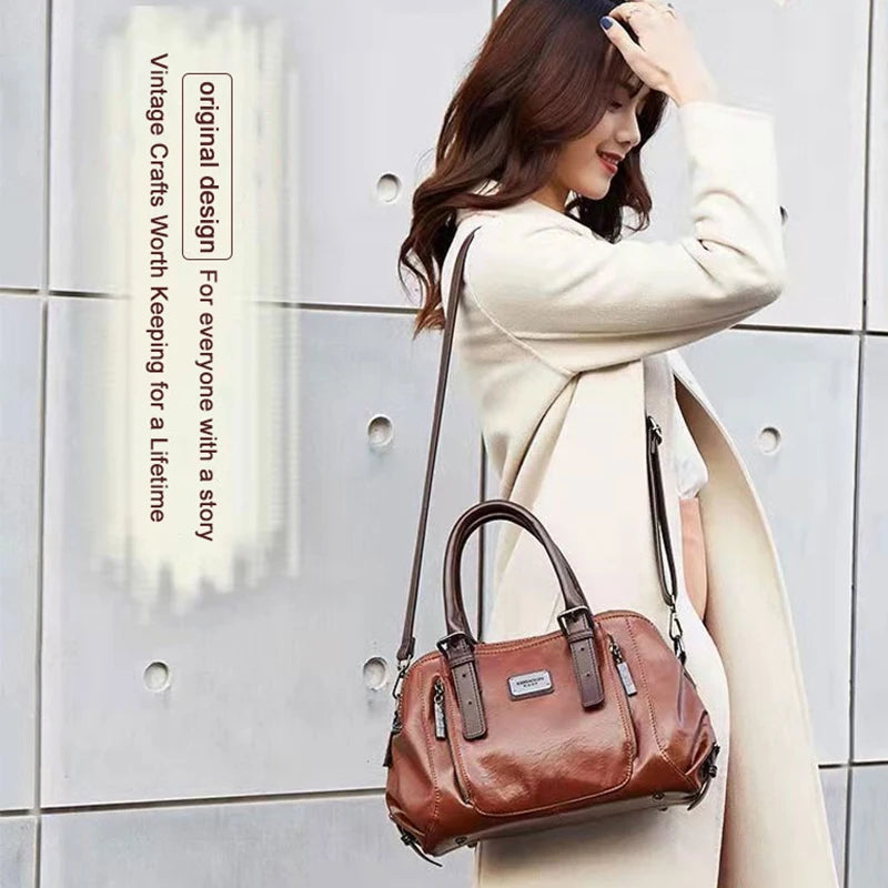 Vintage Women Tote Bag Large Shoulder Bags Europe America Trendy PU Leather Adjustable Shoulder Strap Women's Handbags