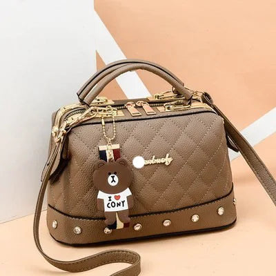 New Fashion Women's Bag Lingge Small Fragrance Handbag Boston Shoulder Bags - EUFASHIONBAGS