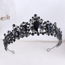 Laden Sie das Bild in den Galerie-Viewer, Exquisite Black Crystal Crown for Women Tiaras Headdress Prom Diadem Royal Queen Princess Bridal Crowns for Wedding Hair Jewelry