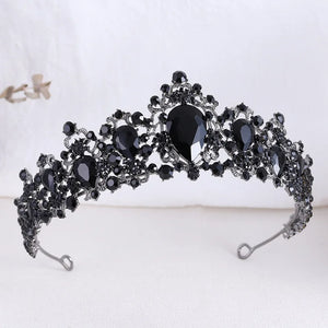 Exquisite Black Crystal Crown for Women Tiaras Headdress Prom Diadem Royal Queen Princess Bridal Crowns for Wedding Hair Jewelry